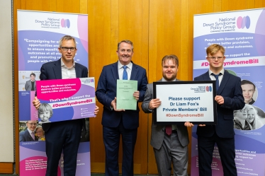 James with Liam Fox and campaigners